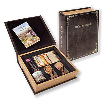 Holy Land Gifts 92202 Communion-Set-Grape Juice&#44; Matzah Bread & 2 Olivewood Cups In Box