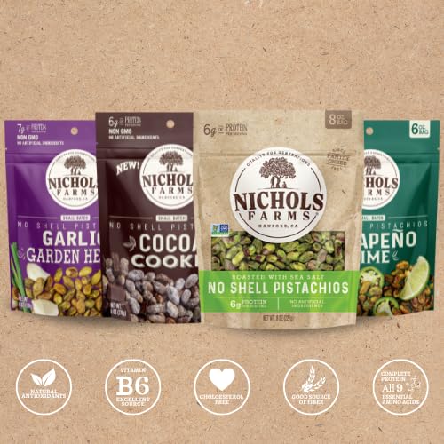 Nichols Farms Roasted Pistachios - California-Grown Non-GMO Snack Packs - Lightly Salted Healthy Nuts - Party Snack Bundle - Spe
