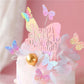 Newmemo Gradient Sequins Butterfly Cake Toppers, 12pcs, Rose Gold, Glitter Polyester, Birthday Wedding Party Decorations