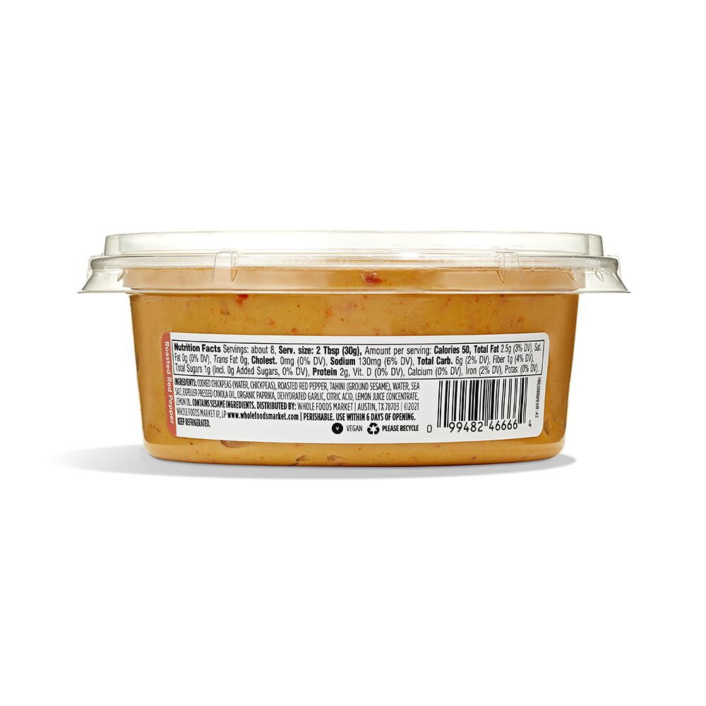 365 By Whole Foods Market, Roasted Red Pepper Hummus, 8 Ounce
