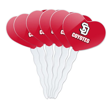 GRAPHICS & MORE Cupcake Picks Set of 6 - Acrylic Heart Decorations for South Dakota State University, One Size