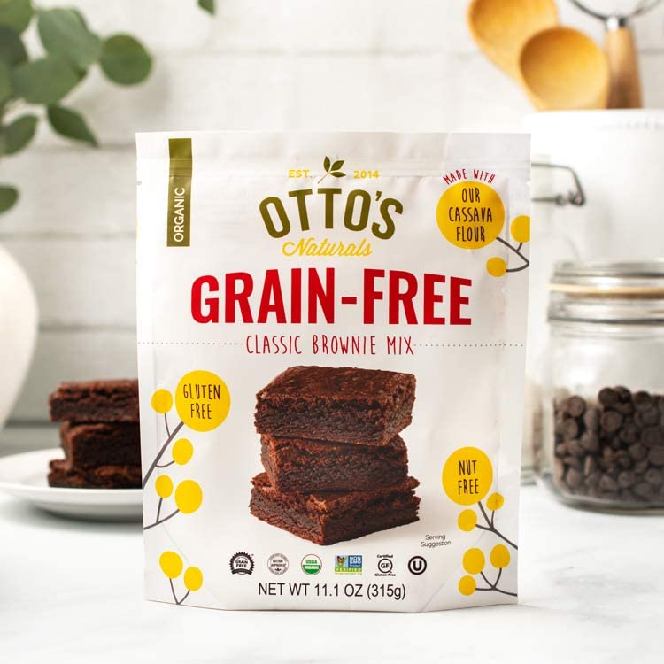 Ottos Naturals Classic Brownie Mix - Organic Gluten-Free Nut Free Non-Gmo Verified Made With Organic Cassava Flour - 11.1 Ounce