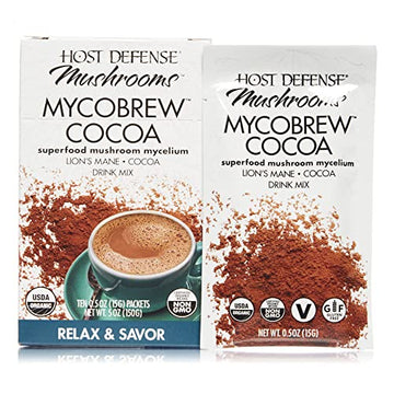 Host Defense, Mycobrew Cocoa Drink Mix, Supports Calm And Relaxation, With Lion