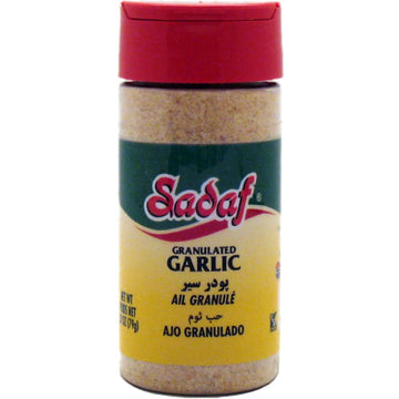 Sadaf Granulated Garlic - Garlic Powder Seasoning for Cooking - Garlic Granules Spice - Kosher & Halal - 2.8 oz Bottle with Shak