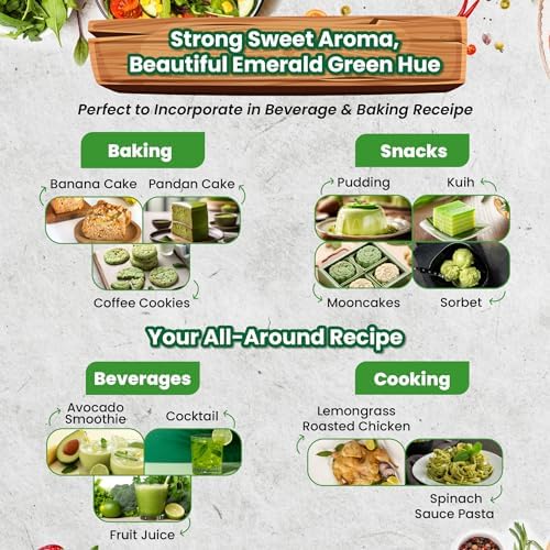 BIONUTRICIA Pandan Extract Liquid Concentrate, 100% Natural Flavoring & Coloring Ingredient for Baking & Beverages, 80g