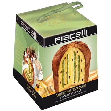Piacelli Italian Pistachio With Piacelli Sticker - Authentic Italian Dessert With Chocolate Chips - Pistachio Cake Imported From Italy - Holiday Cake Ideal For Christmas & Special Occasions - 750G