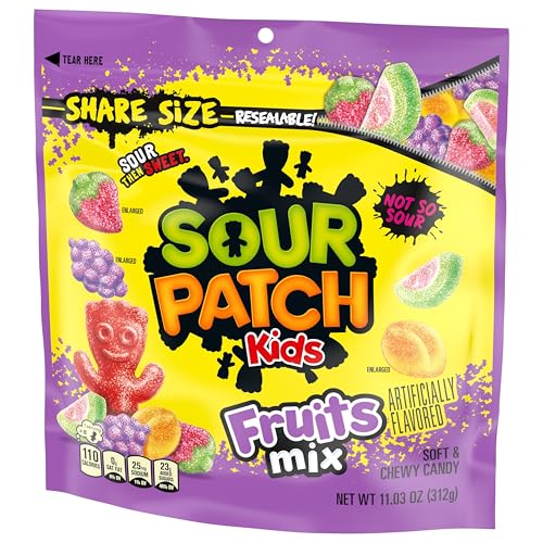 SOUR PATCH KIDS Fruits Mix Soft & Chewy Candy, Share Size, 11.03 oz
