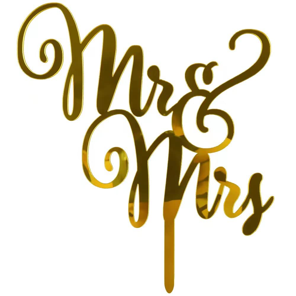 Qertesl Acrylic Mr & Mrs Cake Topper,Bride And Groom Cake Topper, Wedding Or Anniversary Party Cake Topper.