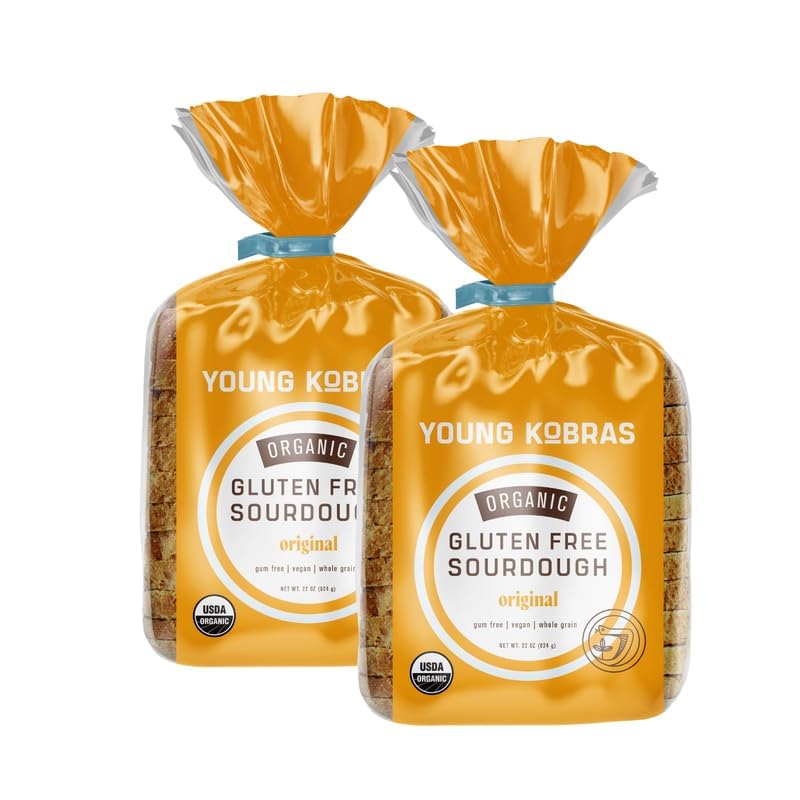 Young Kobras Organic, Gluten-Free Original Sourdough Bread 22oz (2-pack) - Allergen Friendly, Vegan, Gum-Free, Simple Ingredient