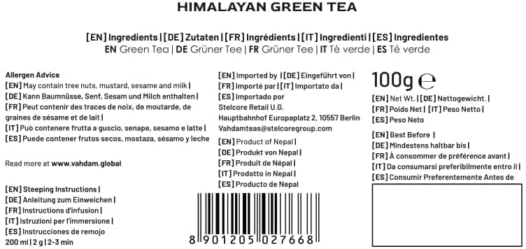 Vahdam, Himalayan Green Tea Leaves (50+ Cups, 3.53 Oz) Non Gmo, Gluten Free | High Elevation Grown Green Tea Leaves From Himalayas | Pure Unblended Single Origin Green Loose Leaf Tea | Vacuum Sealed