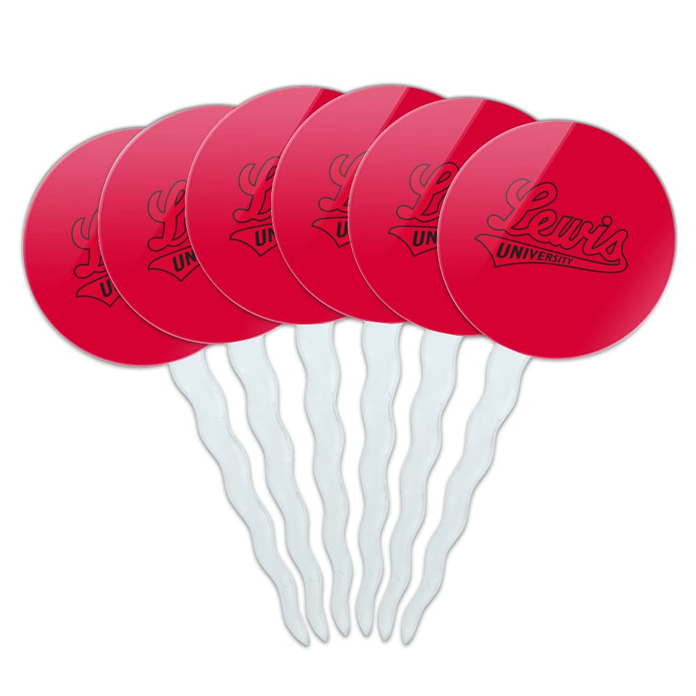 Lewis University Primary Logo Cupcake Picks Toppers Decoration Set of 6