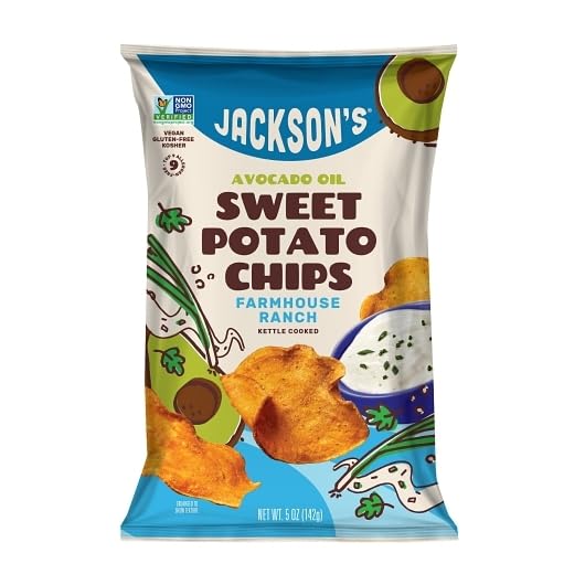 Jacksons Avocado Oil Farmhouse Ranch Sweet Potato Chips, Non GMO, 5 Ounces (Pack Of 12)