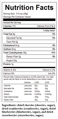 SweetGourmet Premium Dried Mixed Berries | Cherries, Cranberries, Blueberries, Strawberries | 1 Pound