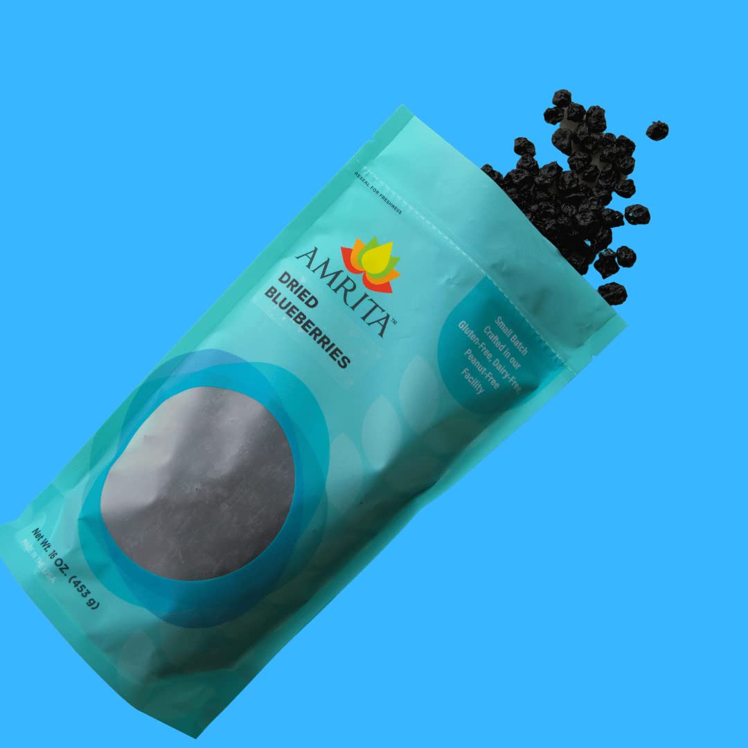 Amrita Dried Blueberries 1 Lb | Sweetened, Unsulfured, Non-Gmo, No Preservatives | Packed Fresh In Resealable Bags | Dried Berri