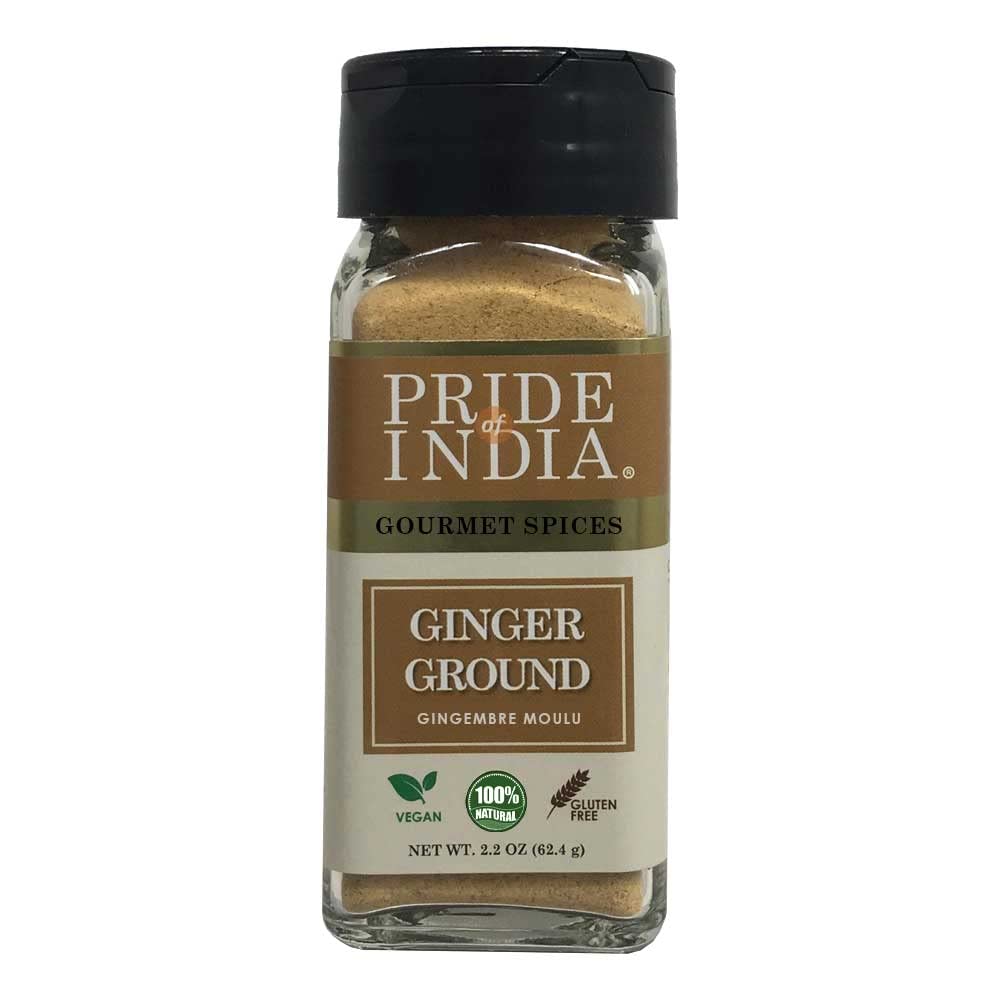 Pride Of India Ginger Fine Ground Gourmet Spice - 2.2 oz Sifter Bottle - No Additives, Great for Cooking, Baking, Tea & More