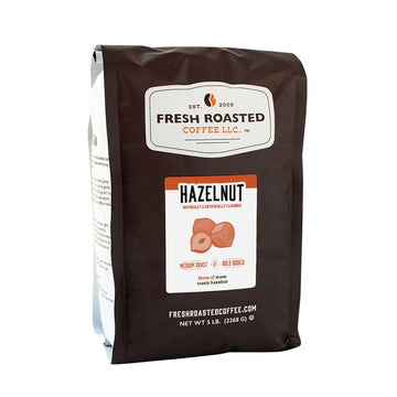 Fresh Roasted Coffee, Hazelnut Flavored Coffee, 5 Lb (80 Oz), Medium Roast, Kosher, Ground