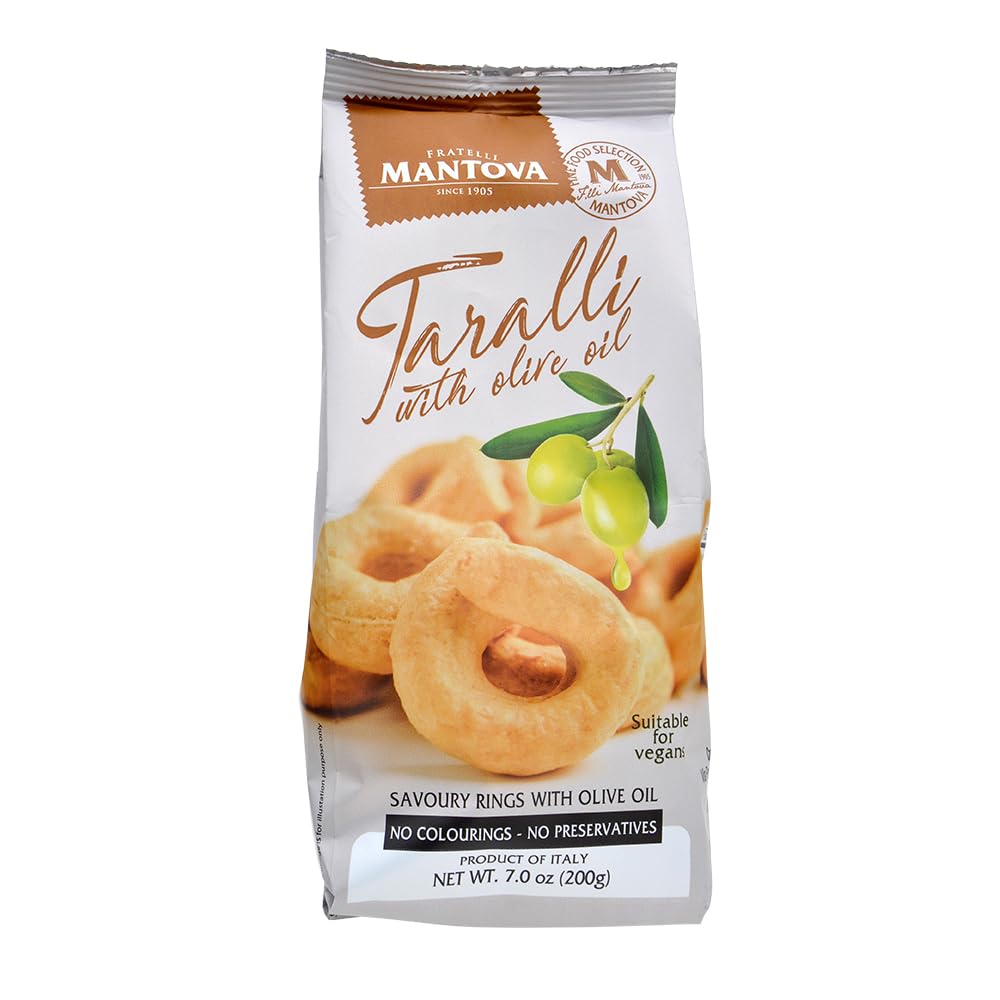 Mantova Taralli with Olive Oil, All Natural Ingredients, 7 oz, Pack of 2