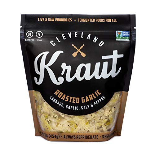 Cleveland Kraut Roasted Garlic - Cabbage, Garlic, Salt, and Pepper, Live and Raw Probiotics, 16 Ounce (Pack of 6)