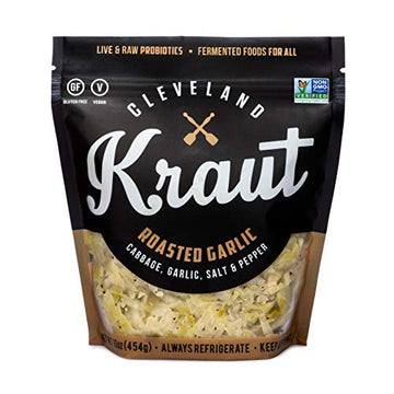 Cleveland Kraut Roasted Garlic - Cabbage, Garlic, Salt, and Pepper, Live and Raw Probiotics, 16 Ounce (Pack of 6)