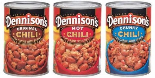 Dennisons Original, Hot, Chunky Chili Con Carne with Beans Triple Treat, 15oz Can (Pack of 12)