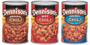 Dennisons Original, Hot, Chunky Chili Con Carne with Beans Triple Treat, 15oz Can (Pack of 12)