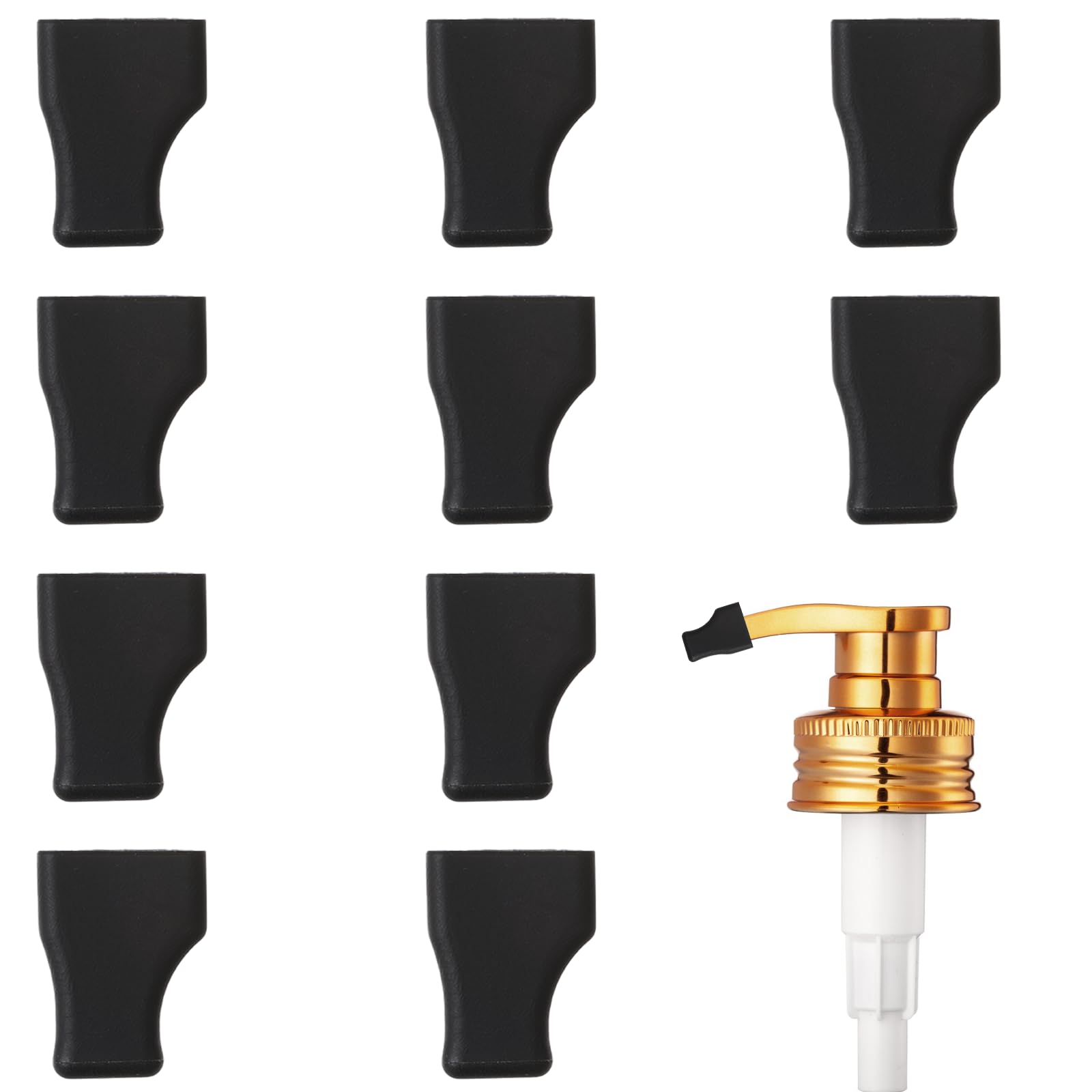 BOHUIZ Coffee Syrup Pump Tip Covers, Black Rubber Caps, 10 Pcs, Portable Pourer for Syrups, Olive Oil, and Liquor Dispenser