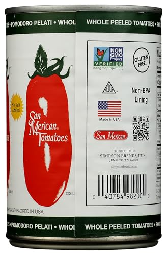 San Merican Tomato No Salt Added Whole Peeled Tomatoes, 14.5 Oz