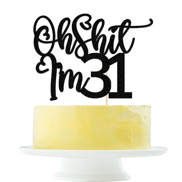 Black flash Oh Shit I'm 31 Cake Topper, Happy 31th Birthday/Cheers to 31 Years/Sweet 31, Funny 31th Birthday Party Decorations S