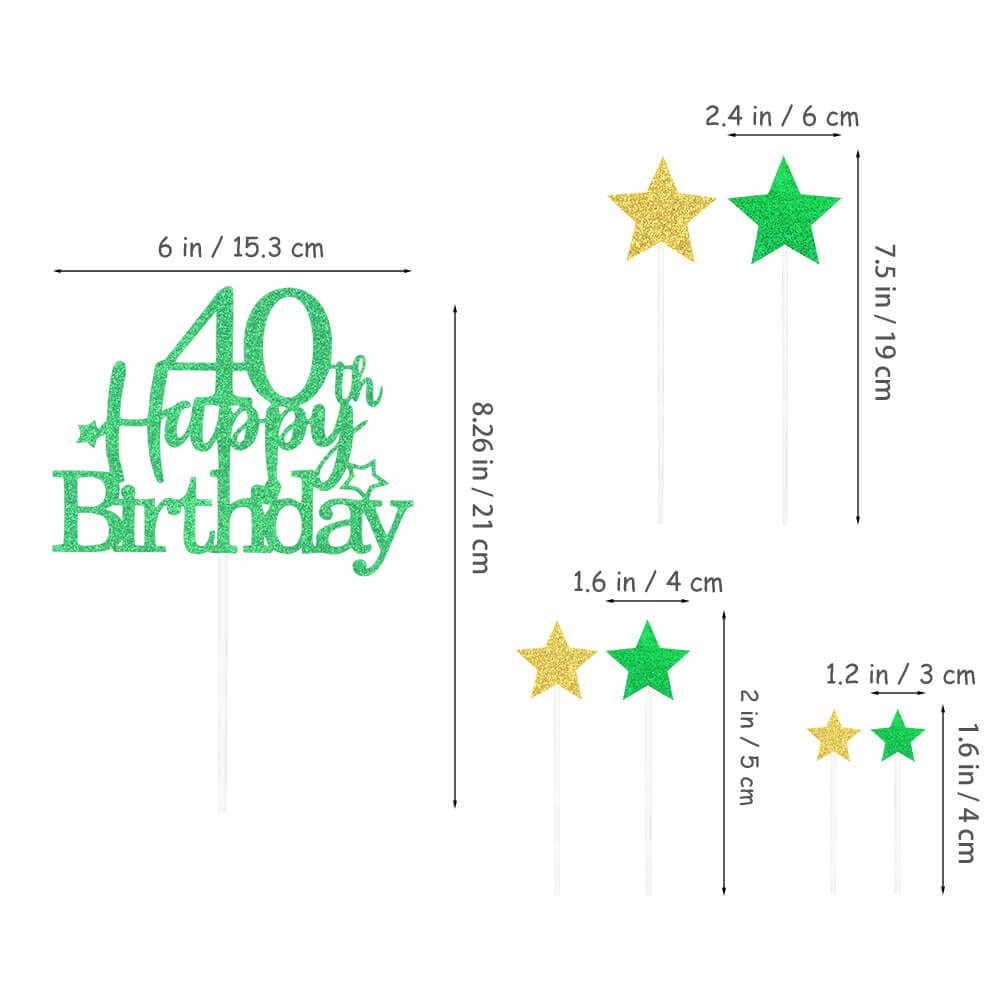 Glittery 40Th Happy Birthday Cake Topper With Star,Personalised 40 Birthday Cake Toppers Party Decorations Party Supplies For Bo