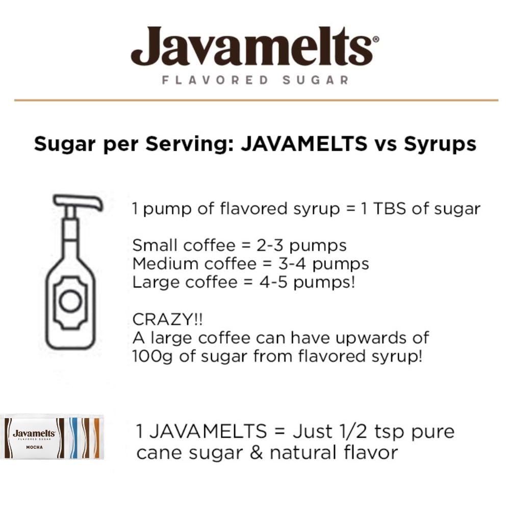 Javamelts Variety Caramel, French Vanilla, Hazelnut, Mocha Flavored Sugar, Add Flavor To Your Coffee Or Tea, Or When Baking Swee