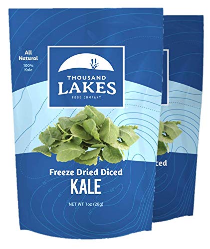 Thousand Lakes Freeze Dried Vegetables - Diced Kale 2-Pack 1 Ounce (2 Ounces Total) | 100% Kale Flakes | No Salt Added
