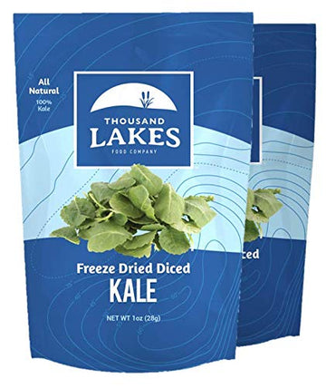 Thousand Lakes Freeze Dried Vegetables - Diced Kale 2-Pack 1 Ounce (2 Ounces Total) | 100% Kale Flakes | No Salt Added