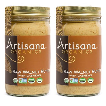 Artisana Organics Raw Walnut Butter with Cashews (2-Pack)  14oz Jars | No Sugar Added  Whole30 Compatible | Vegan + Paleo Friendly  Non GMO