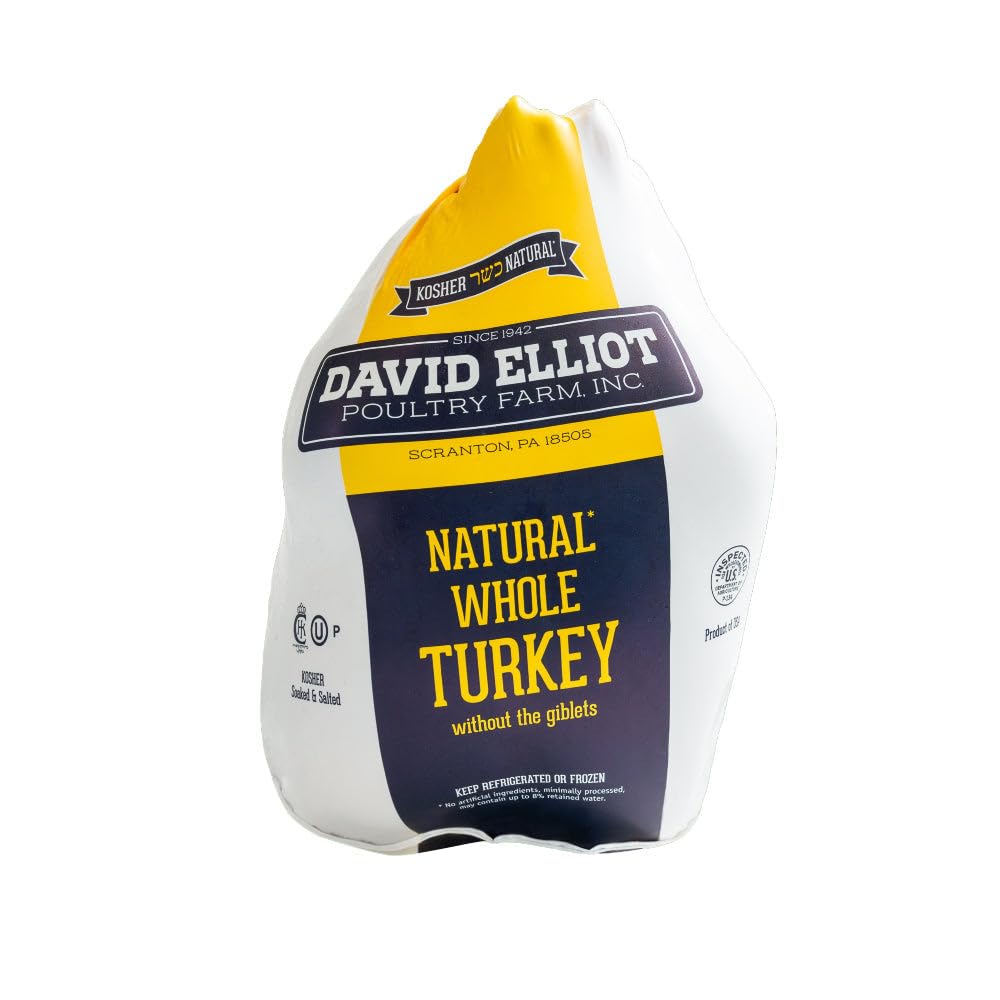 Natural Whole Turkey Uncooked 14-16 lbs, Free Range Whole Turkey, Glatt Kosher Certified, Farm-Raised, Without Giblets, No Antib