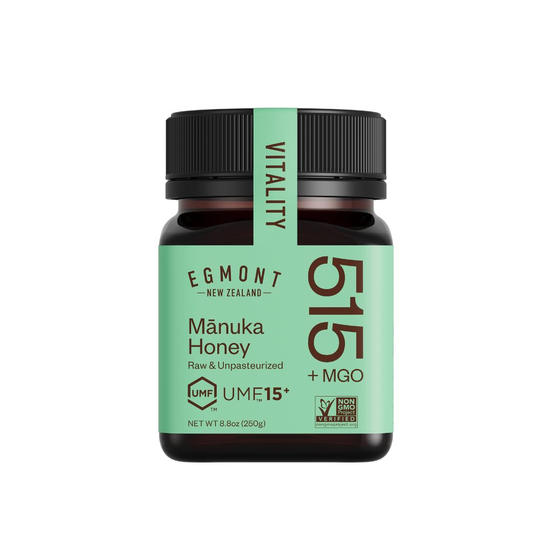 Egmont Honey Manuka Honey Mgo 515+ Umf 15+ - Non-Gmo, Kosher, Recycled Plastic Jar, Traceable 100% Pure Authentic New Zealand Ho