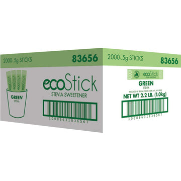Ecostick Zero Calorie Sweetener Packets | Green Stevia | 2000 Count | Gluten Free