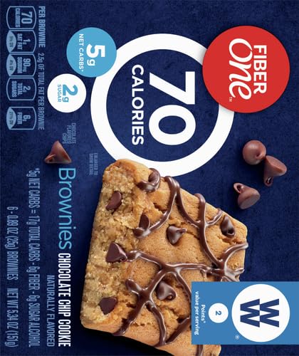 Fiber One 70 Calorie Brownies, Chocolate Chip Cookie, Snack Bars, 6 ct
