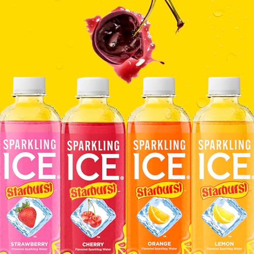Sparkling Ice STARBURST Cherry, Zero Sugar Flavored Sparkling Water, with Vitamins and Antioxidants, Low Calorie Beverage, 17 fl