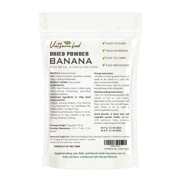 Banana Powder 2.47 Oz (70G) Vietfarmfood: Freeze-Dried Extracted From 100% Pure, Sugar-Free. Used To Mix Mixed Drinks Fresh Frui