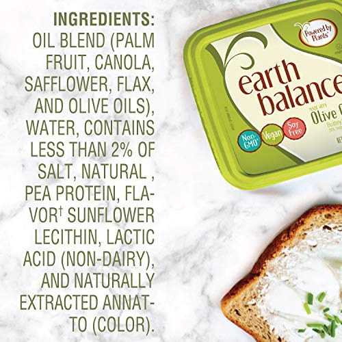 Earth Balance Olive Oil Buttery Spread, Vegan and Soy Free, Keto Friendly, 13 oz