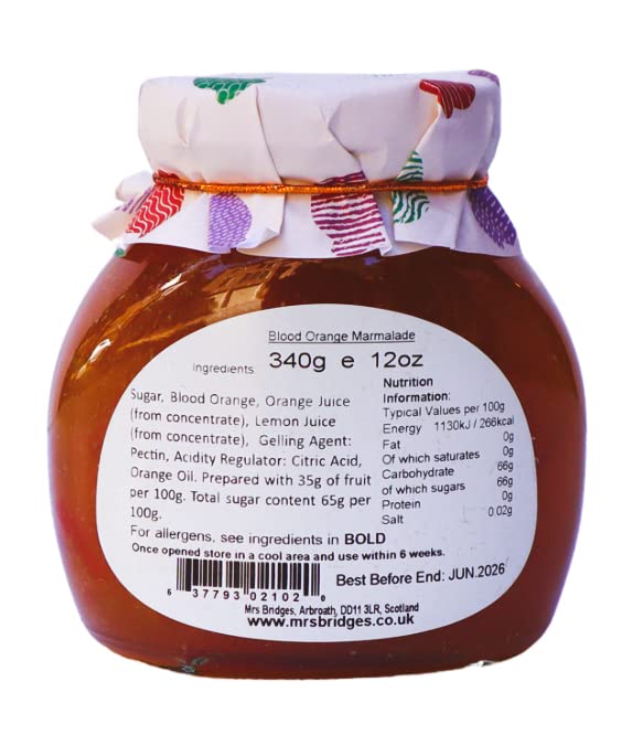 Mrs Bridges Blood Orange Marmalade, Made In Scotland, 12Oz Jar (Pack Of 1)