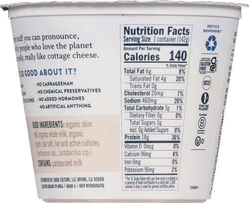 Good Culture, Organic Cottage Cheese - Classic 4%, 5.3 Ounce
