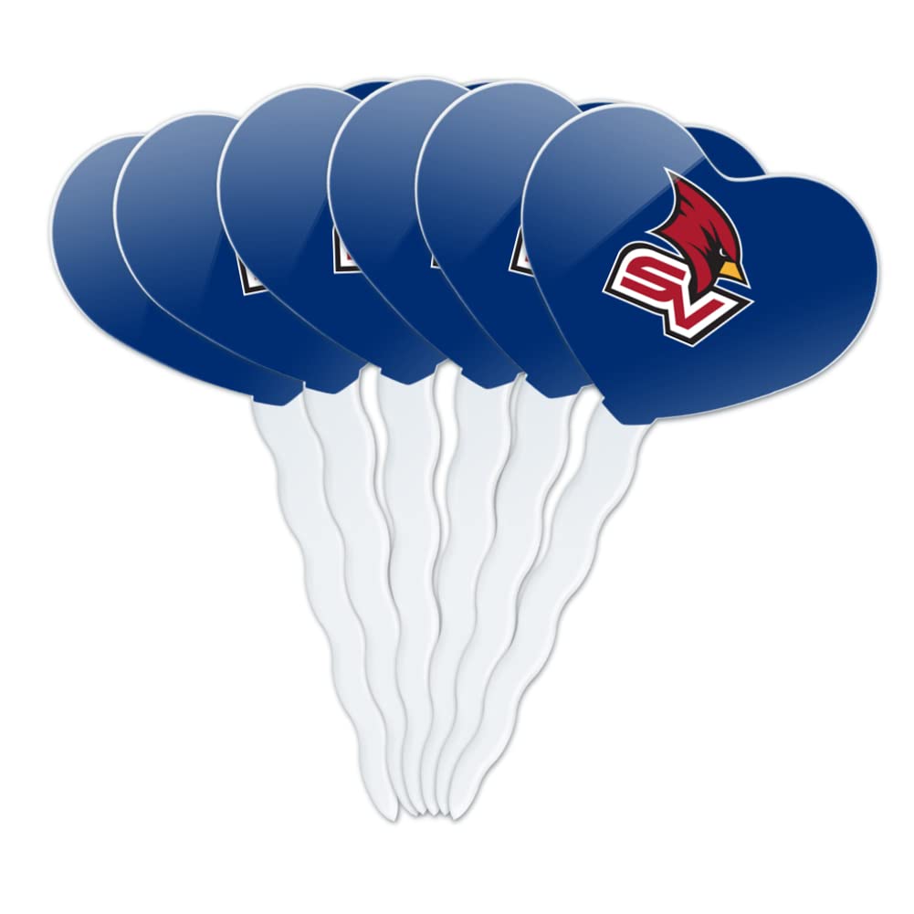 GRAPHICS & MORE Cupcake Picks Set of 6, Acrylic Heart Toppers, Saginaw Valley State University, One Size, Model CUPCAKE.HEART.CLCSAG.Z008434