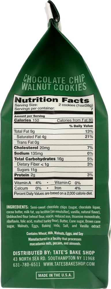 Tate'S Bake Shop Chocolate Chip Walnut Cookies - 7 Ounce Bag (Pack Of 3)