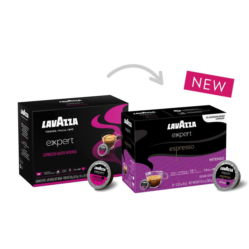 Lavazza Expert Espresso Intenso Coffee compact pieces, Dark Roast, Arabica & Robusta, 36 Count, Model 2257