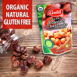 Galil Organic Roasted Chestnuts, Pack Of 6, 3.5 Oz Bags, Shelled Chestnut, Chestnuts Roasted Peeled