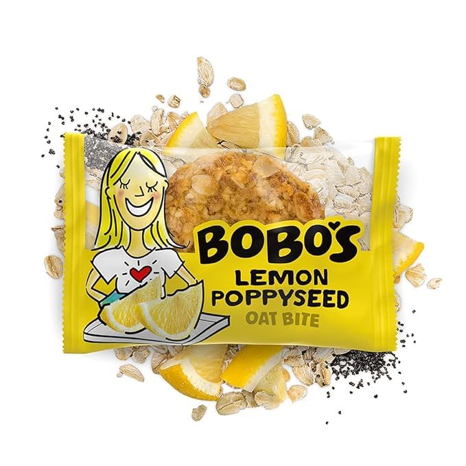 Bobos Oat Bites Gluten Free Vegan Snack, Lemon Poppyseed, 30 Pack Box, 1.3 oz Bites, Model 125-D