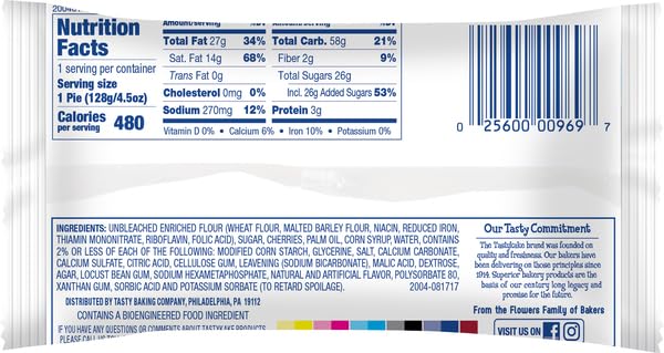Tastykake Glazed Cherry Pie, Real Fruit Filling, 4.5 oz - (Pack of 6)