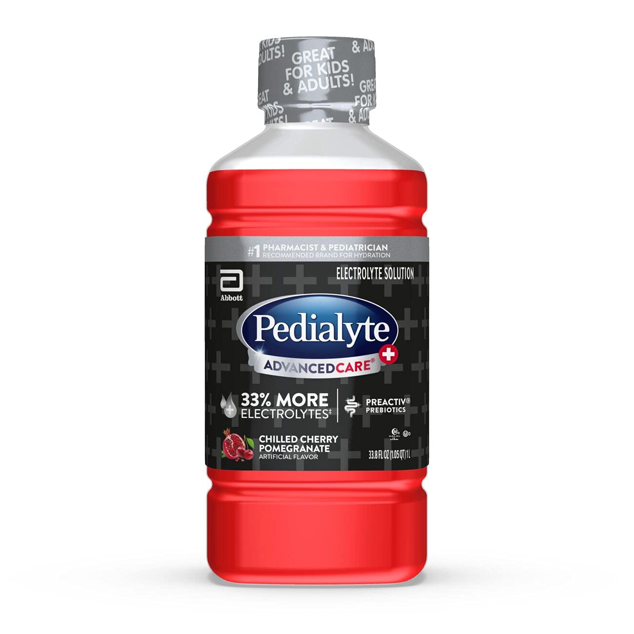 Pedialyte Advancedcare+ Electrolyte Drink With 33% More Electrolytes And Has Preactiv Prebiotics, Chilled Cherry Pomegranate, Gi