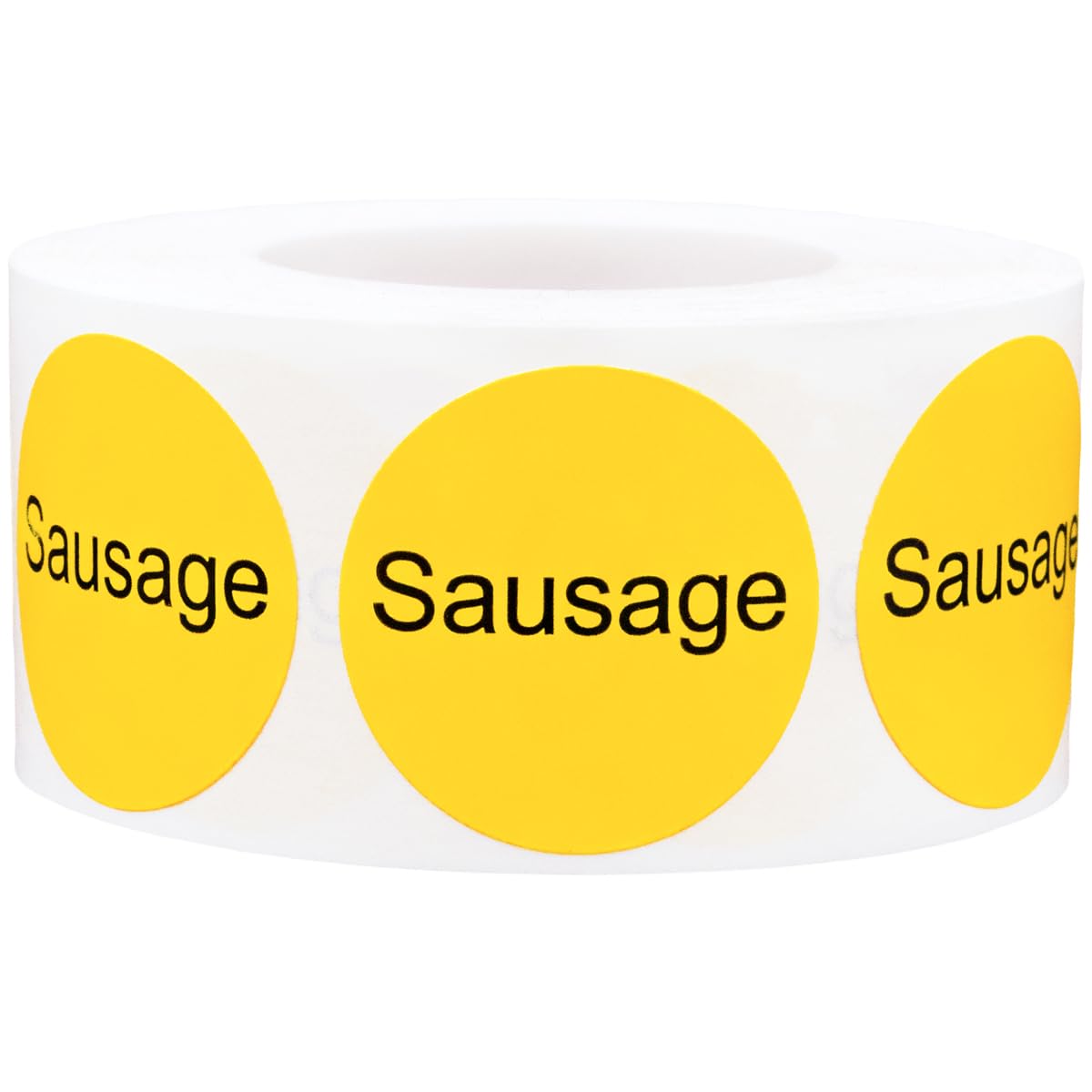 Yellow Sausage Deli Labels 1 Inch Round Circle Dot 500 Total Adhesive Stickers